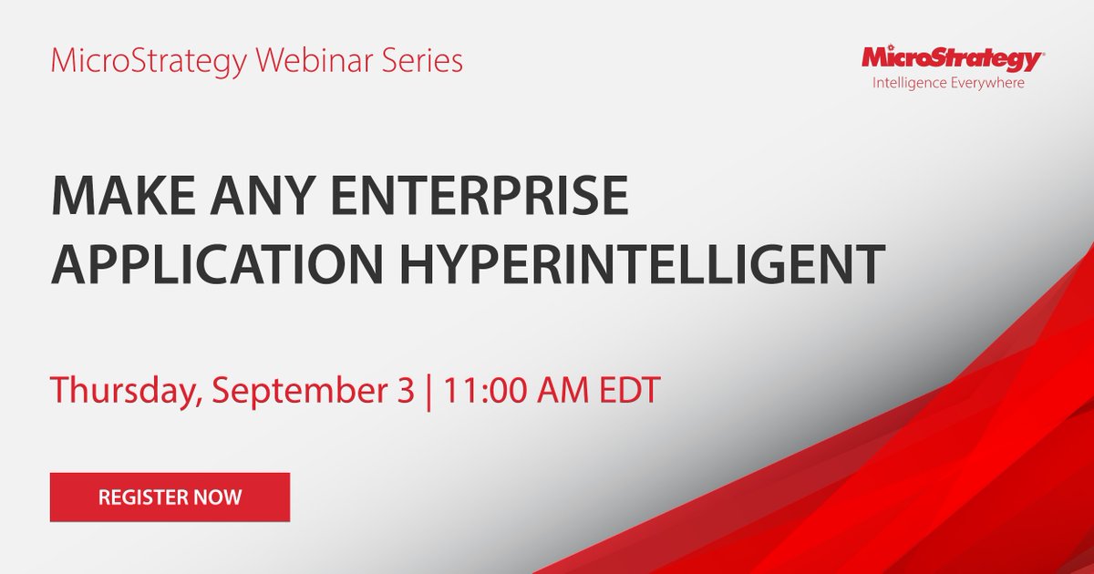 MicroStrategy's tweet image. Jumping between apps to get the data you need wastes time &amp;amp; energy. #HyperIntelligence brings #BI insights directly to the apps your users love. Join @saurabha at 11a ET today to learn how to make your Enterprise Apps #HyperIntelligent with MicroStrategy.

go.microstrategy.com/09933-MakeAnyE…