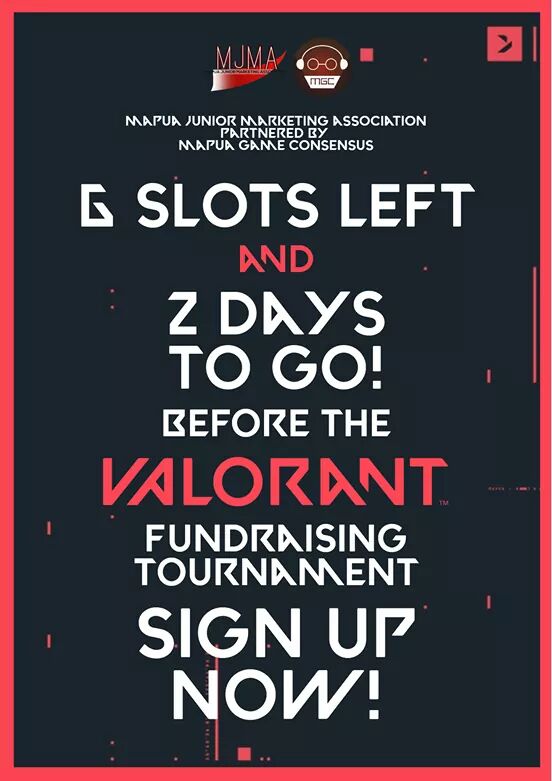 iloveMapuaJMA's tweet photo. Hol' up!✋🏻 we still have 6 SLOTS REMAINING❗️❗️❗️
Here are the following teams that will battle in the Valorant tournament: "Play for a Cause" this September 5-6, 2020!🎮
JOIN NOW, DONATE, AND WIN THE GRAND PRIZE!💸🤗
https://t.co/396NDM0U9z
#MJMABondPaperMoModuleKo https://t.co/ne4iQRlajg
