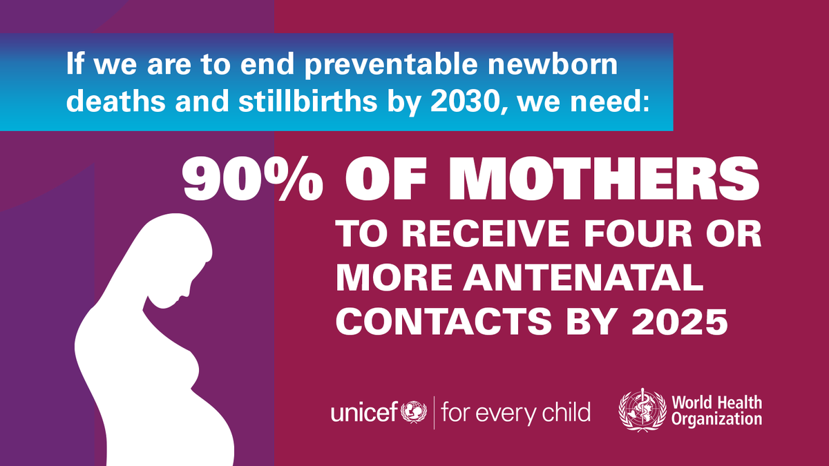 Ending preventable stillbirths and newborn deaths by 2030 requires 90% of pregnant women 🤰 to receive 4 or more antenatal contacts #EveryNewborn

👉 bit.ly/31NLMcL