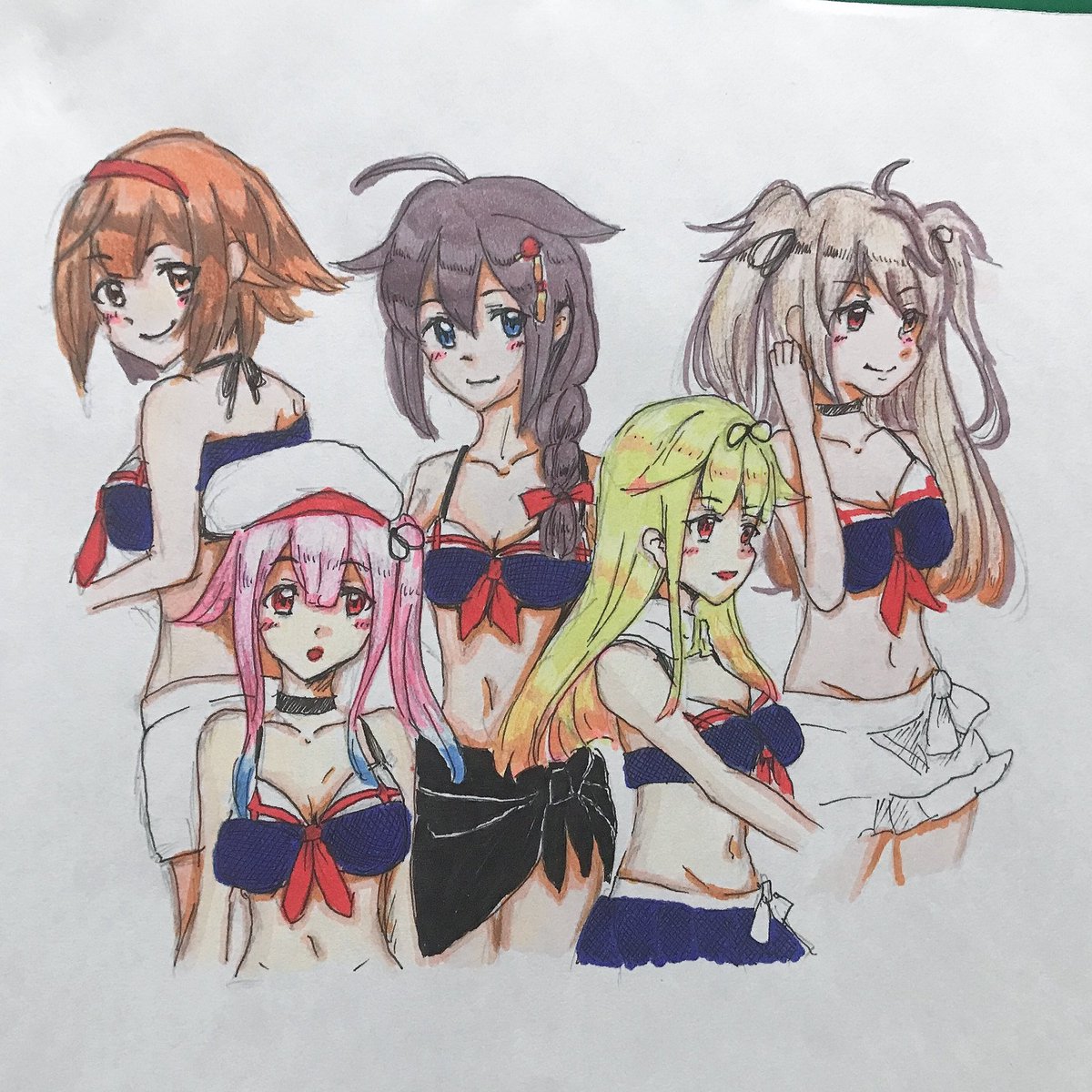 艦これ アナログで 白露型水着 これくしょん 艦これ Fimiのイラスト