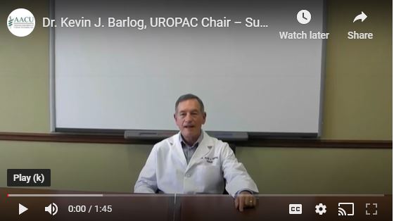 TheAACU's tweet photo. Read the latest #UROPAC update featuring a video statement from PAC Chair Kevin J. Barlog, MD. https://t.co/YTMEDQivNd https://t.co/7itGQiea8l