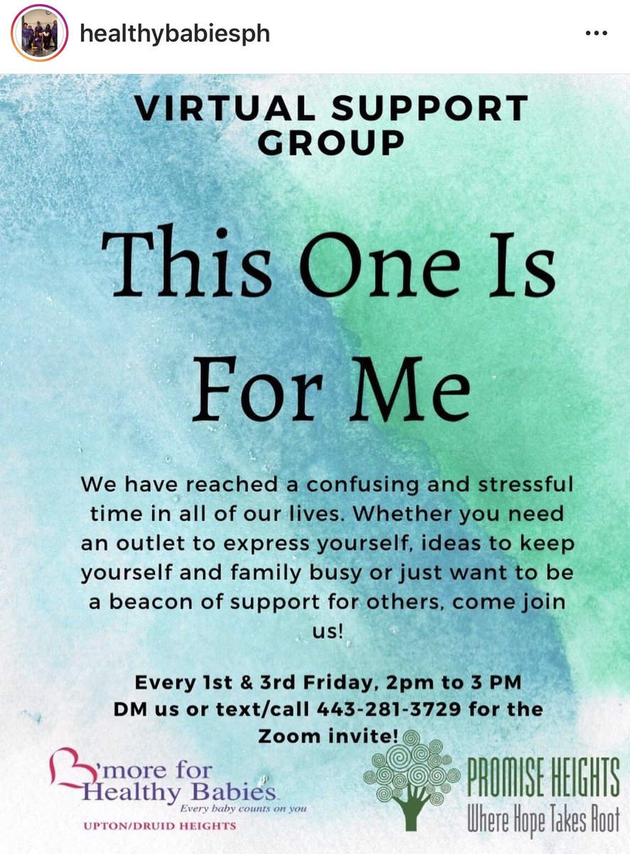 We’ve waited patiently for the first Friday and it’s nearly here! @bmore4healthybabies offers essential support—do reach out and join tomorrow’s 2-3pm virtual group gathering.