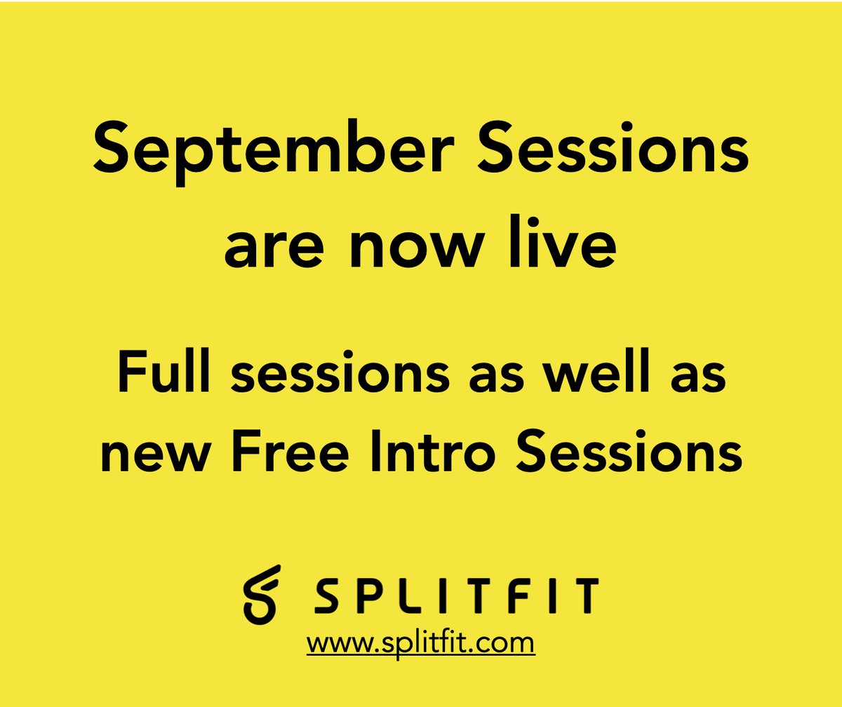 SplitFit's tweet image. Our September Sessions are now live including some great Free intro Sessions. Check it out and sign up today! #getfit #workout #yoga #pilates #strengthtraining #Cardio