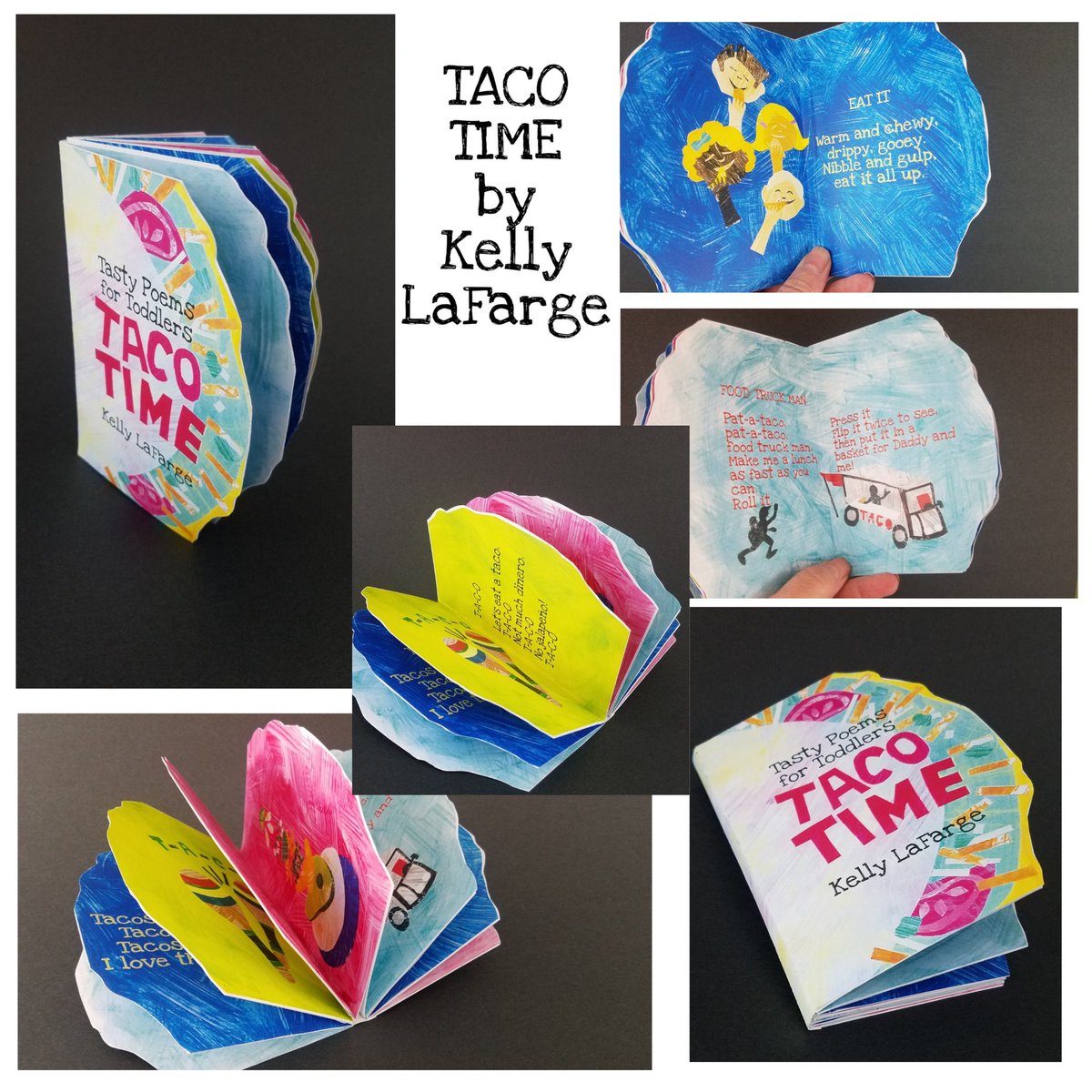 Seven delicious taco poems for toddlers in a fun, die-cut taco shapped board book!
#PitMad #boardbook #cutpaper #culturediversity #authorillustrator