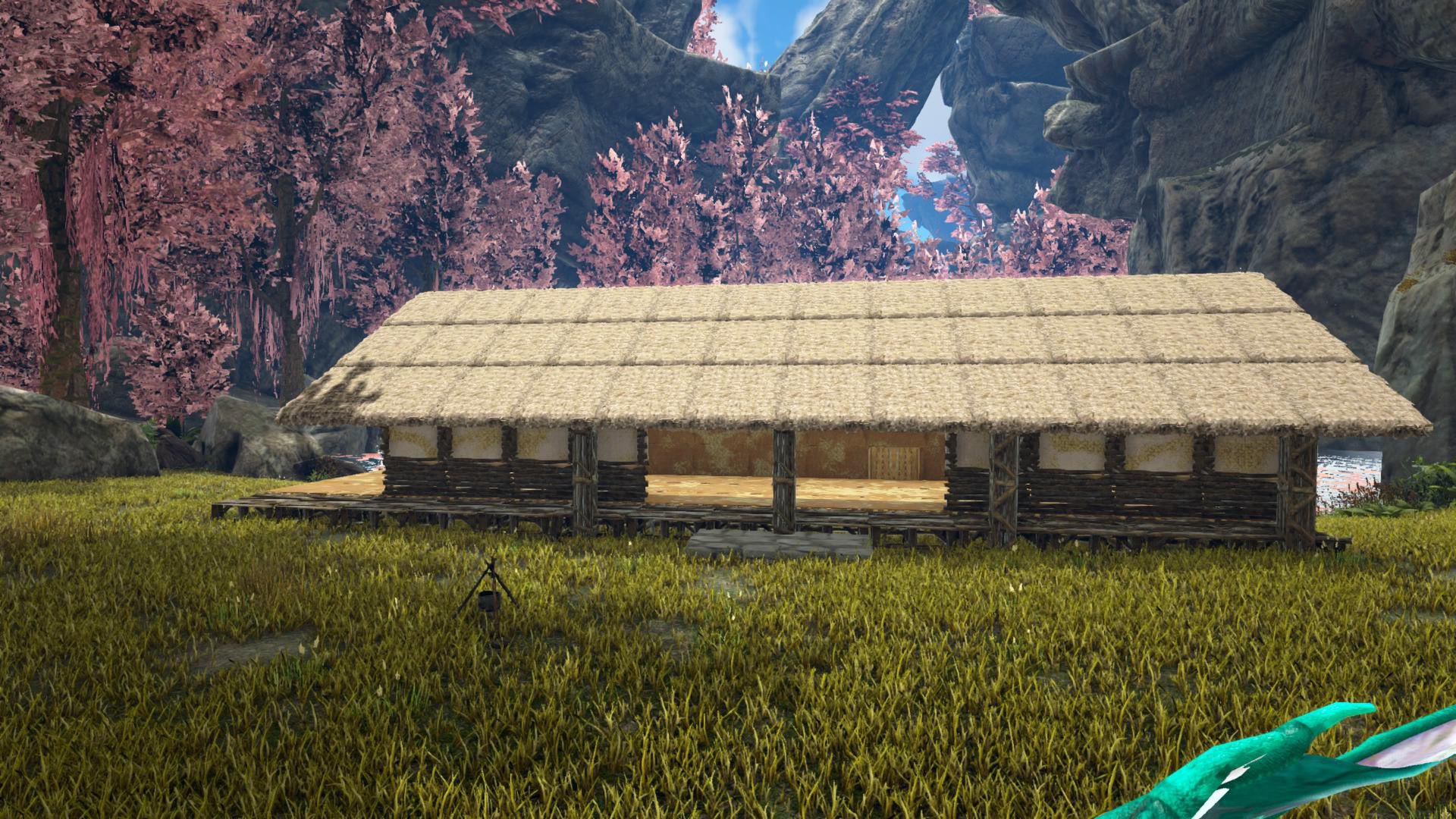 Sk Arkで和風建築ってお城とか神社みたいなのをよく見るけど ふつーのお家の 縁側から桜を眺めたくて まだまだ途中だけど沓脱ぎ石とか細かい部分までしっかりと W わらの三角屋根ください W T Co 5renxu9fcf Twitter
