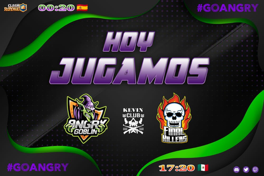 💥Hoy Jugamos💥
Ya recuperados . Esta tarde/noche jugamos las clasificatorias a la <a href="/KevinRZRS/">Kevin RZ RS</a> contra @fk_esports_cr 
Vamos duendecillos. 💜💚
Con todo💪🔥💜🔥.

📽 Retrasmitidas en directo en:

facebook.com/KevinRZRS1/

#GoAngry 💜

Instagram ⬇⬇⬇
instagram.com/stories/_angry…