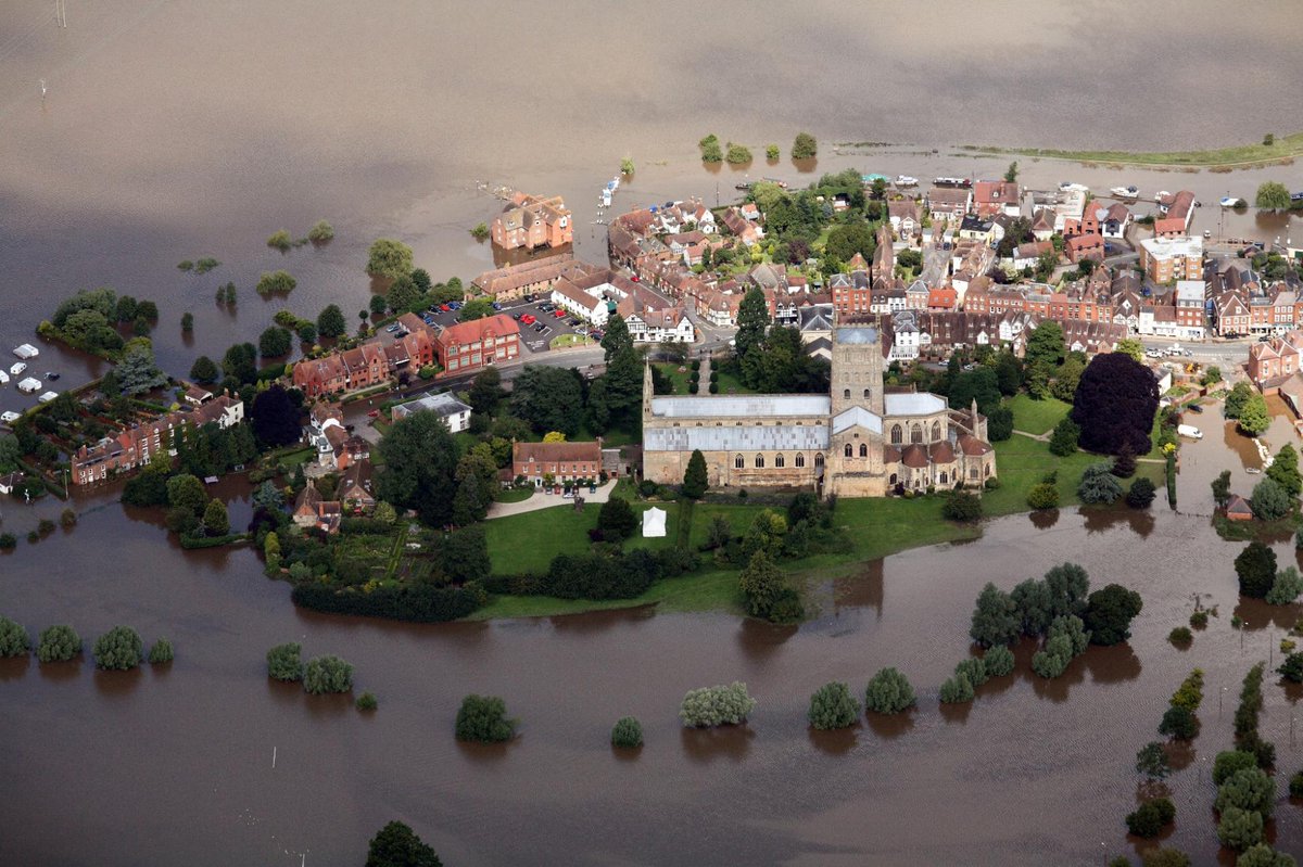 Tewkesbury floods. A lot. Almost every year. Mostly it's just bad. Some years it's devastating.The Abbey sits at the heart of the town on a small rise, and, occasional blips aside, when the flood waters rise she sails clear, and acts as a place of refuge for the people.