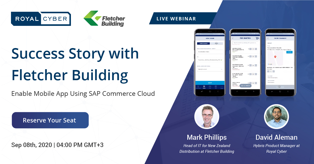 RoyalCyberAsia's tweet photo. Join us on 8th Sep, 4 pm GMT+3 to attend #LiveWebinar on Success Story with Fletcher Building Enable Mobile App Using SAP Commerce Cloud Reserve your seat: https://t.co/fsSdSArjrx
.
#rc #royalcyber #technologycompany #ksa #middleeast #SaudiArabia https://t.co/bgdwbT1134