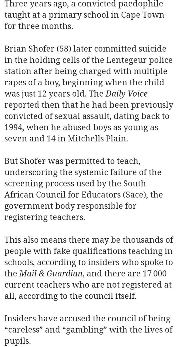 When a convicted paedophile is a teacher  #ChildAbuseSA