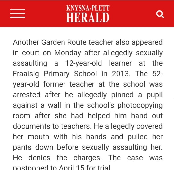 The Garden Route known cases #ChildAbuseSA