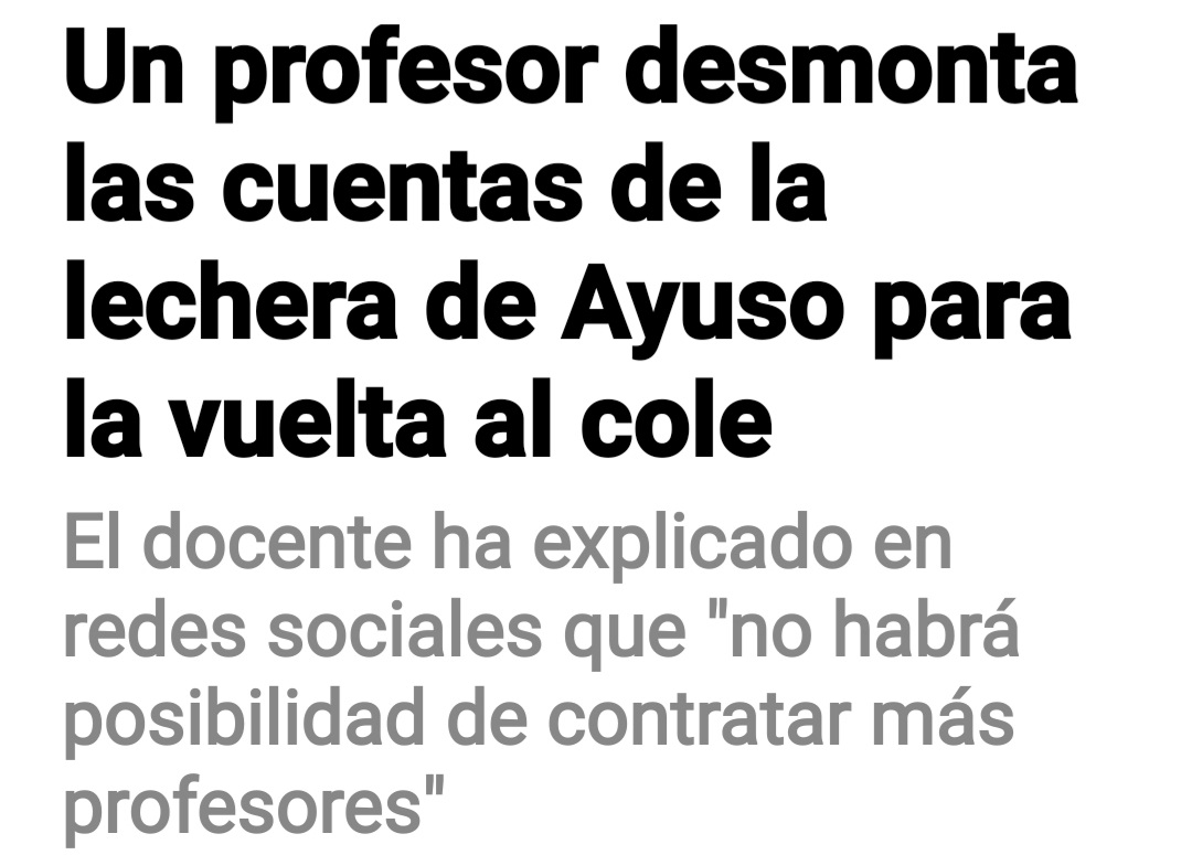 Los profesores que va a contratar IDA son los mismos profesionales de sanidad y los mismos rastreadores que prometió, es decir, nada de nada.
Siempre, siempre, siempre MINTIENDO.
EMBUSTERA!!!!  
#FelizJueves