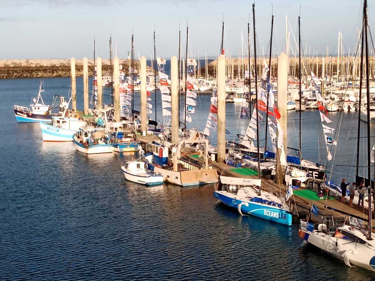 Phil_Sharp_'s tweet photo. Here we are! #OceansLab has now arrived at the race pontoon in Saint Quay preparing for sunday's start of @LaSolitaire_51e (note fishing boats will not be racing) https://t.co/GQ4q3tz4Cc