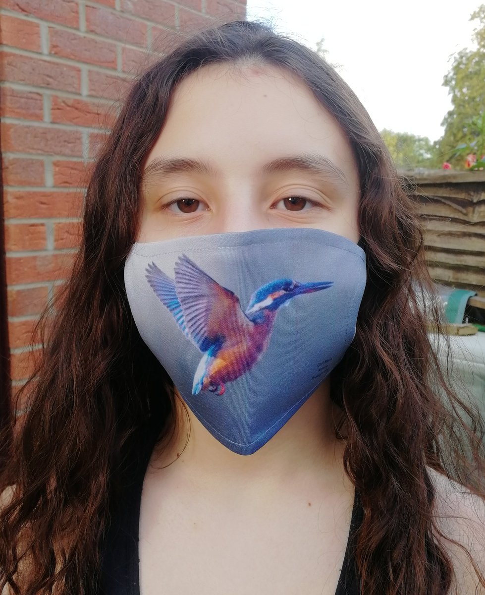 You can buy 'Hovering Kingfisher' here; https://www.carlbovis.com/product-page/face-mask-hovering-kingfisher 