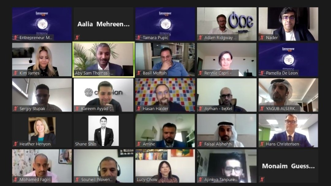 EntMagazineME's tweet photo. We're back with the Investor's Session! 

The ten startups get the chance to pitch their ideas and solutions to a panel of eight investors in the afternoon session of the Dubai Smartpreneur Competition 5.0 

#DXBSmartComp2020 #EntMELive https://t.co/Z6EbKXiY8b