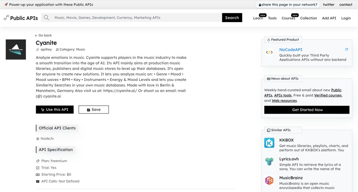 Cyanite_ai's tweet image. Shouts to @mddanishyusuf for including the Cyanite API into *Public-APIS.io 🙌🏻

Check out more APIs here: public-apis.io/cyanite-api/

#devs #coding #musicapi #API #integration #developer #musictech #programmer #coder #technology