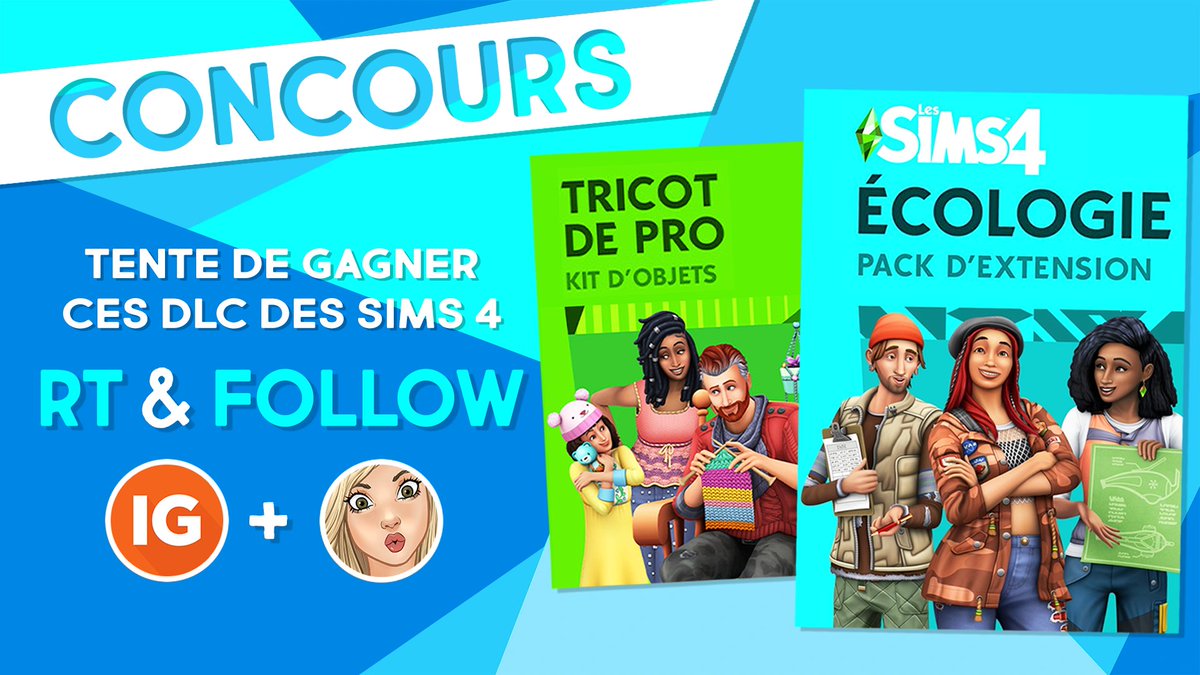 #CONCOURS 🎁 Les #Sims4 Ecologie + Tricot de Pro sur PC à gagner ! Pour participer : RT ce tweet + Follow <a href="/InstantGamingFR/">Instant Gaming</a> et <a href="/Pixia40/">Pixia 🛸</a> 💙 Bonne chance !✨ TAS : 07/09/20