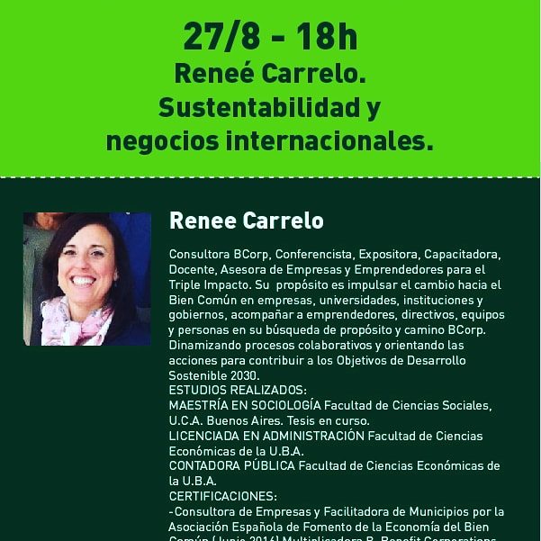 feccafe's tweet image. Hoy 18.hs
Hablamos de sustentabilidad en negocios internacionales.
SUMATE. Duración 1 hs.