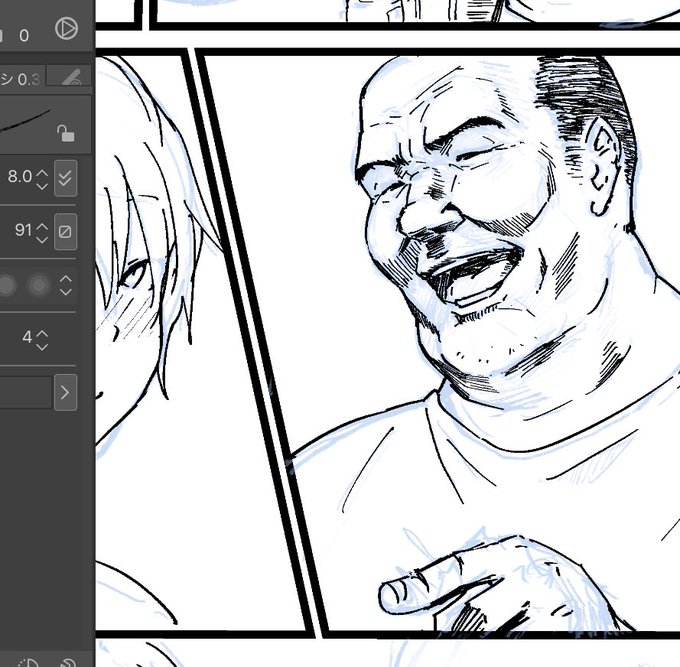 おじさんを描くのって楽しいね 