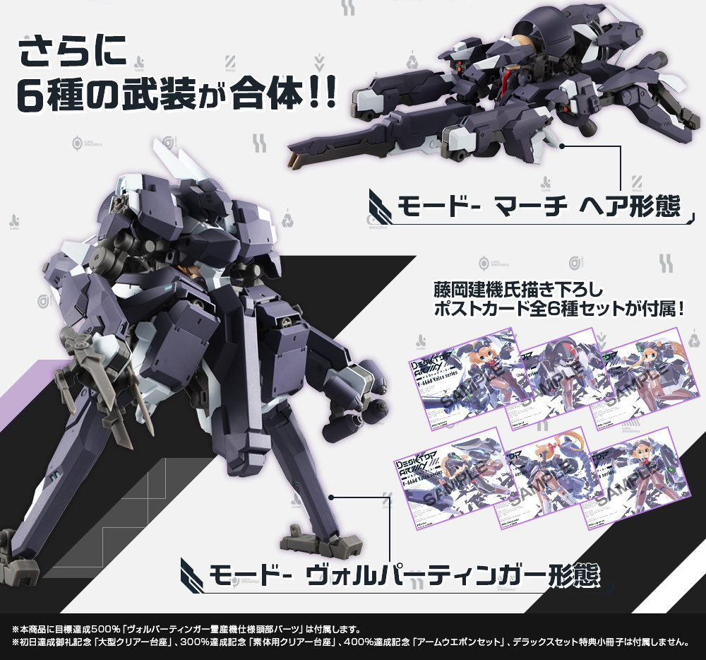 【8月28日13時予約開始！】 #デスクトップアーミー「F-666dヴァルカシリーズ」 素体6体、6種の大型機能特化装備！ 藤岡建機氏描き ...