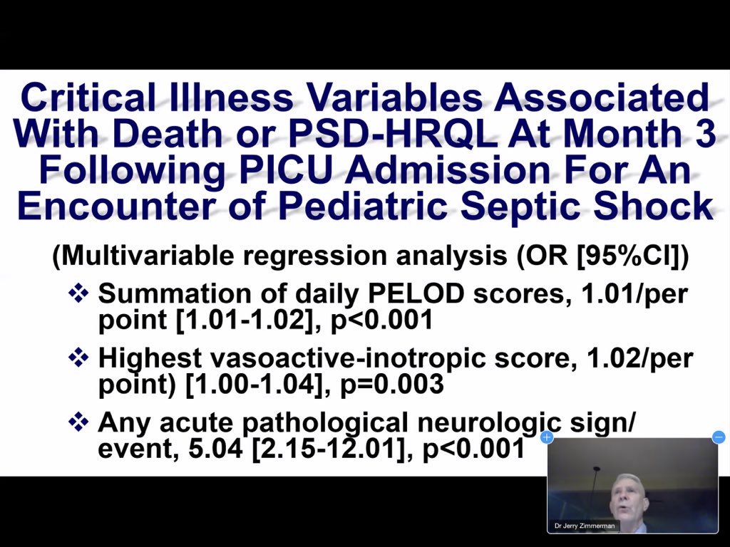 Factors associated with decreased  #HRQOL and functional status in  #PedsICU septic shock survivors:1. Organ dysfunction2. Degree of inotropic support3. Acute neurological event