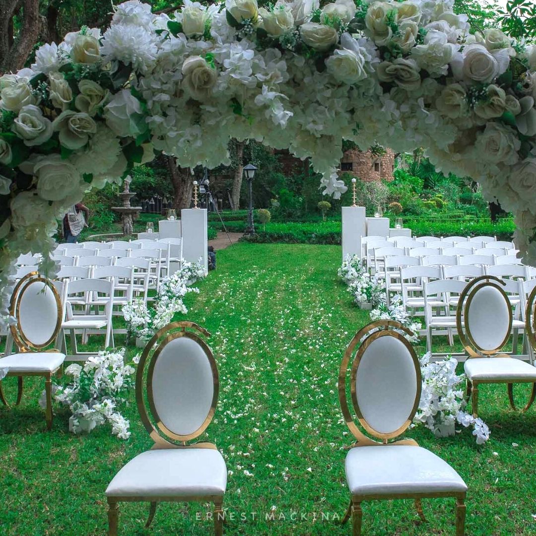 Still swooning over Nonhlanhla \u0026 Andile Ncube's white wedding. The Nesbitt  Castle gardens are an idyllic setting for intimate gatherings and in this  case, a wedding day to remember. #nesbittcastle #castle #castles #, image size:1080x1080