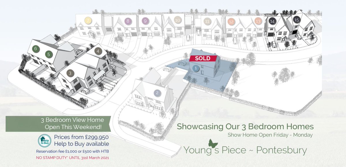 If you'd like to take a look around some of our homes at Young's Piece this weekend, the time to make your booking to view is today! 
Come and see our range of three and four bedroom bedroom homes from tomorrow . Pls call us on 01743 709956. bit.ly/2Q9zqVJ

#staysafe