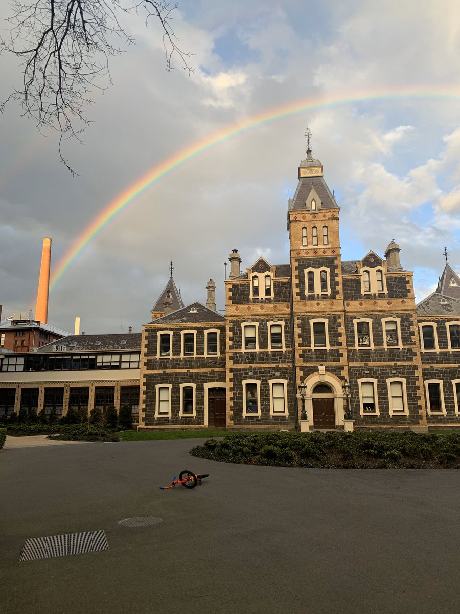 AmyStek's tweet photo. It has to be good luck when the bottom of the rainbow is at the @AlfredHealth #melbourne https://t.co/7YaZJwWald