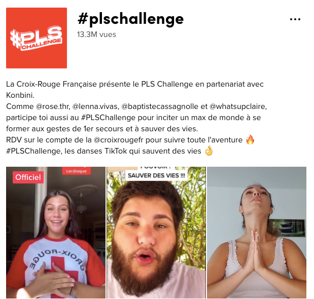 ValentinHochet's tweet photo. #CAMPAGNE :  @CroixRouge et @KonbiniFr lancent #PLSchallenge sur #TikTok pour apprendre les gestes qui sauvent en chorégraphie https://t.co/jYCTV4a9Qo https://t.co/4YI5HNP1s6