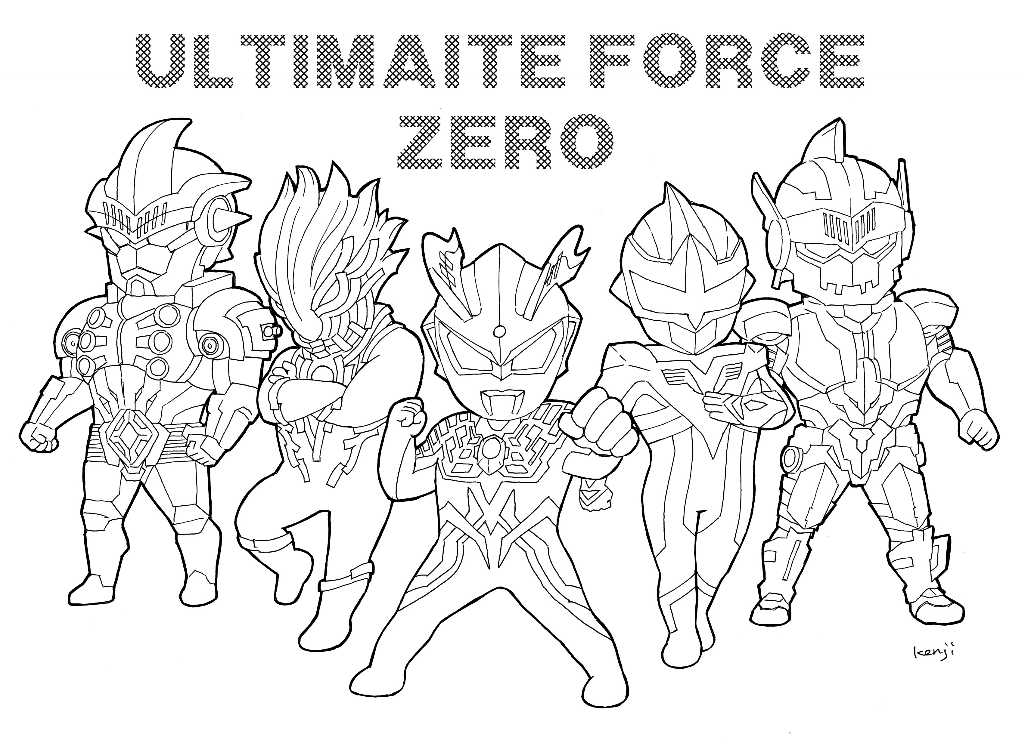健司 ﾌﾟｧ ウルトラマンぬりえ その９ ウルティメイトフォースゼロ ゼロの楽しいお友達 ゼロが楽しそうで何よりだ T Co Ssk9k4ruh1 Twitter