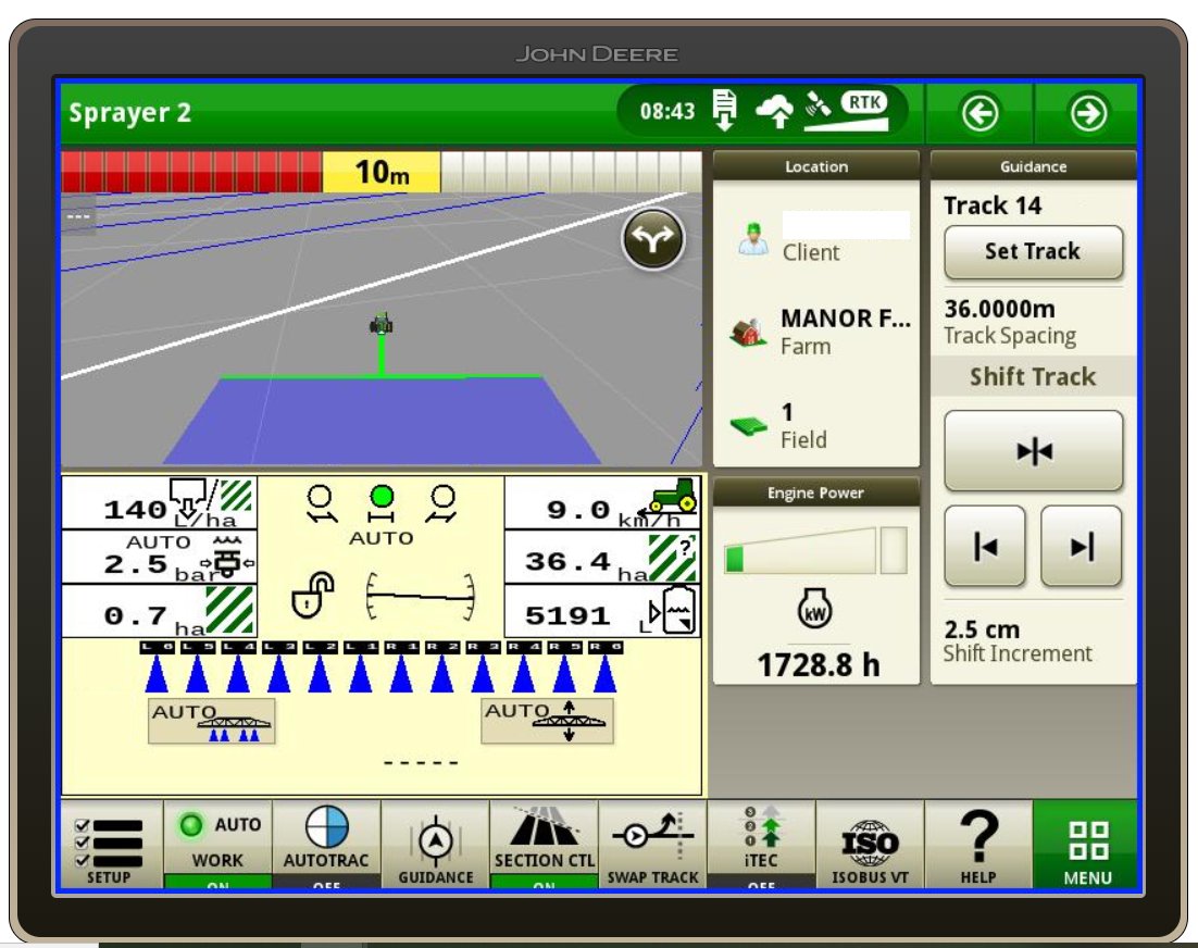mcarey98's tweet photo. Remotely supporting a customer with his trailed sprayer this morning #Uptime #JDLink #BBRTK @JohnDeere @BenBurgessAg https://t.co/Iu85KOPt6c
