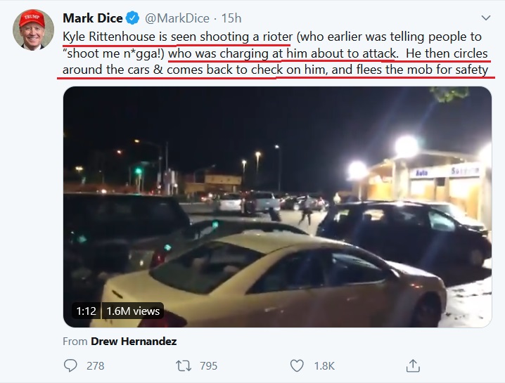 4/Here, we see two claims about the first shooting of that night:The first person claims the shooter hid behind a car and shot a man in the head in cold bloodThe second person claims the shooter was being attacked by another man when he shot in self defense