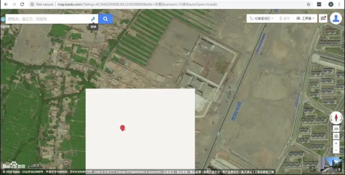 How were we able to do this analysis? . @alisonkilling, Christo Buschek and I stumbled upon a strange phenomenon on China's Baidu Maps — light gray tiles appearing over known Xinjiang camp locations. By finding more gray tiles,  @alisonkilling thought we could find more camps.
