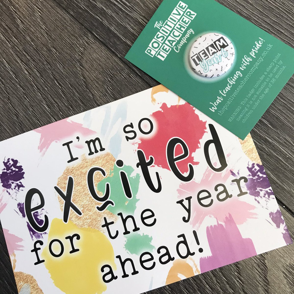 HCGascoigne's tweet photo. Parcel from @TPositiveTC reflecting my current mood! @MissW1234 #teamyear6 #excitedforseptember https://t.co/9LFYzUT5LD