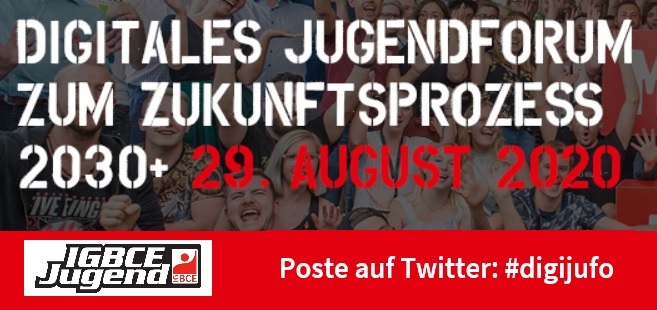 Am kommenden Samstag beginnt das digitale IG-BCE-Jugendforum zum Zukunftsprozess 2030+.  Alles was ihr unter #digijufo postet wird außerdem Teil unserer Socialwall sein. Wir freuen uns auf ein tolles Jugendforum! 😃👍  #igbcejugend #igbce #jugendforum #dgbjugend #dgb