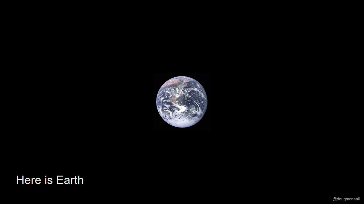 Here is the Earth, floating in space. [ https://en.wikipedia.org/wiki/The_Blue_Marble]