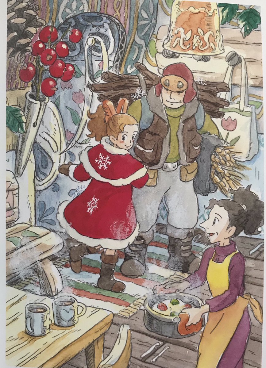 米林宏昌 クリスマスカード用に描いたイラスト アリエッティのサイズだと雪の結晶が綺麗だろうな と