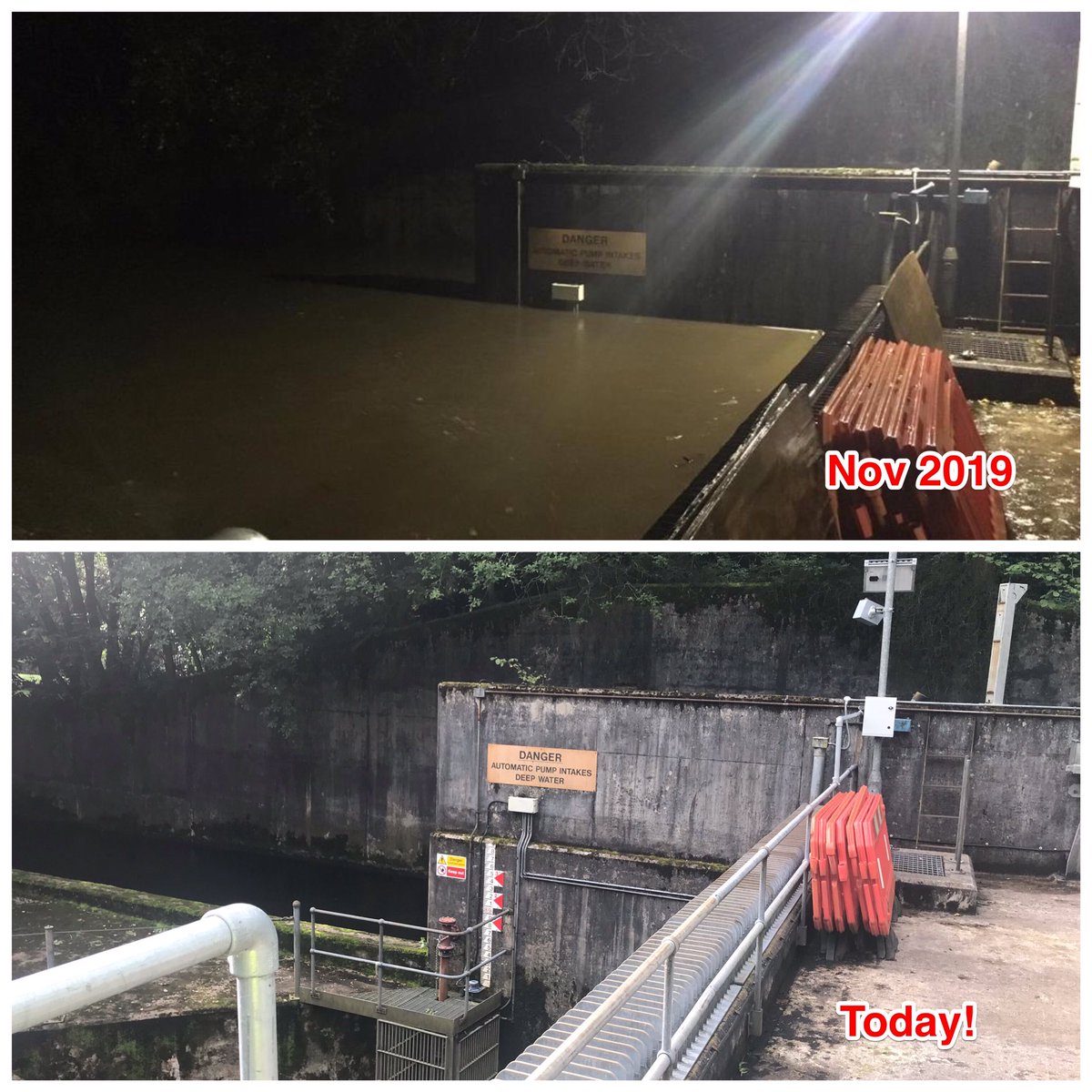 JPCurtinClimate's tweet photo. Out in Derbyshire today. First stop Knowleston Pumping station nr Matlock. Levels in the Bentley Brook very different than during the Nov 2019 floods- the pumping station kept pumping over 300 bath tubs a second of water throughout the flood due the great work of the local team! https://t.co/PZZujOoMEl