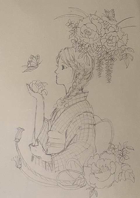 着物?&amp;三つ編み
下書き✏️
#イラスト好きな人と繋がりたい 
#イラスト 
#アナログ絵師さんと繋がりたい
#絵描きさんとつながりたい 
#着物
#芸術同盟 