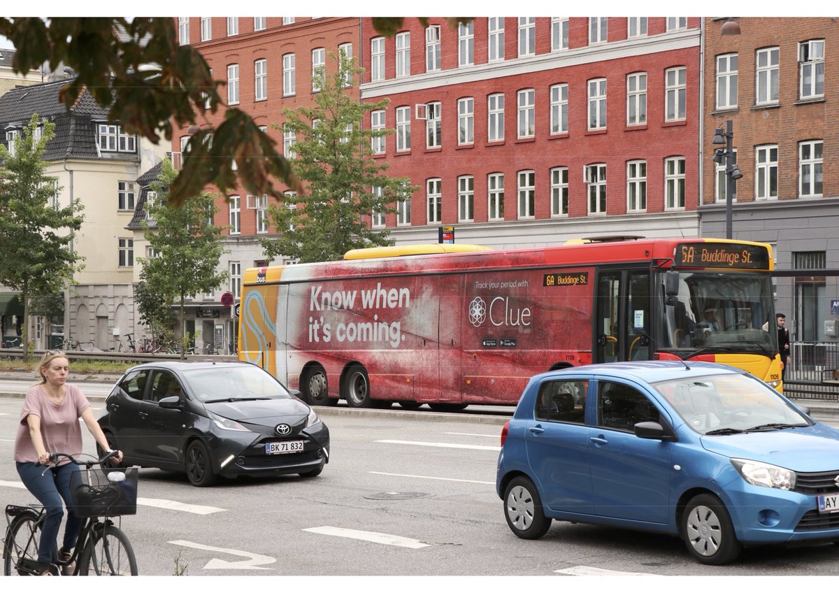 clue's tweet photo. Something VERY exciting just hit the streets of Copenhagen.... just like your period, you don't want to miss this 😂
If you're out and about in the Danish capital this month, keep your eyes peeled 👀 for the Clue bus! 🚌🩸
#ClueBus https://t.co/hK6sbnbWJ5