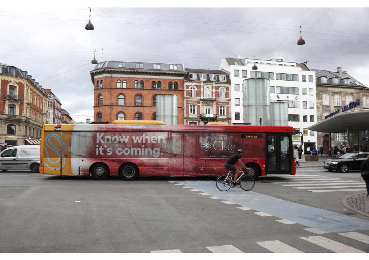 clue's tweet photo. Something VERY exciting just hit the streets of Copenhagen.... just like your period, you don't want to miss this 😂
If you're out and about in the Danish capital this month, keep your eyes peeled 👀 for the Clue bus! 🚌🩸
#ClueBus https://t.co/hK6sbnbWJ5