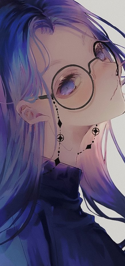 1girl solo glasses long hair sideways upside-down round eyewear  illustration images