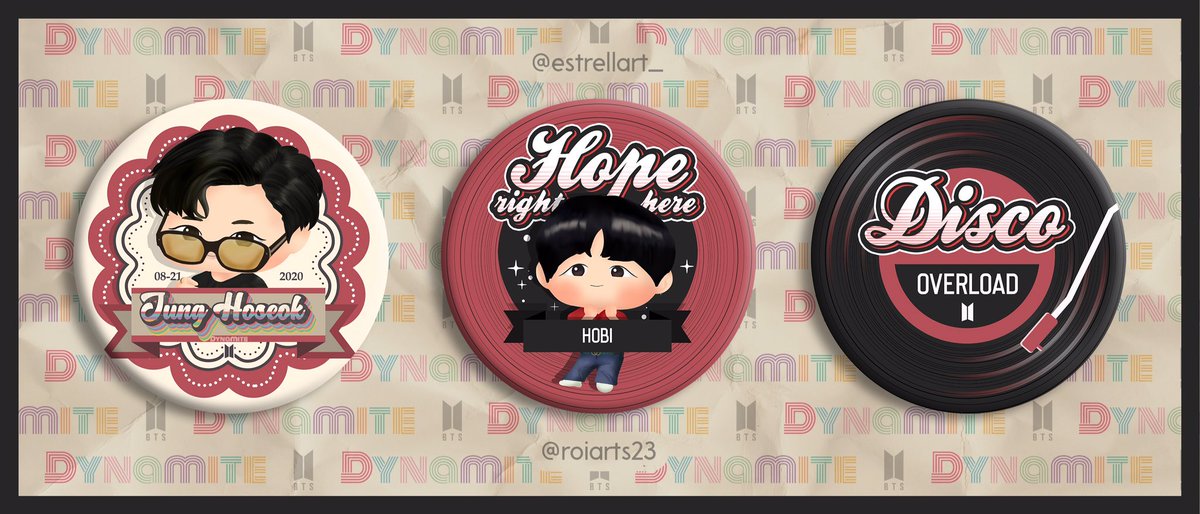 Dynamite matte button pin sets  size of each pin is 1.25 inches  #BTS    #BTSARMY    #BTS_Dynamite    @BTS_twt