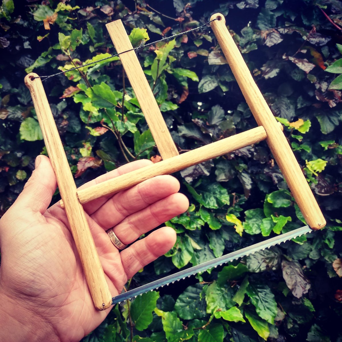 gearandgraith's tweet photo. I've been offline for a bit,  but I'm getting back on the horse and establishing a new normal.

Here's a prototype (and speculative!) frame saw.

It's petite and bijou, ideal for working with bone &amp; antler and will sit along side the York saw I made earlier this year! https://t.co/UJFNmqKlYC