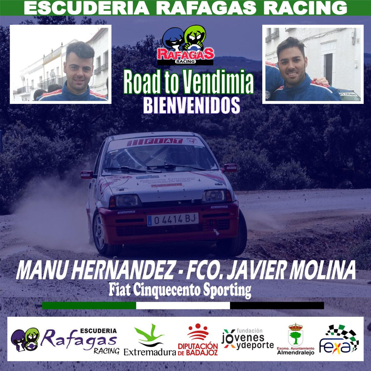 Otro equipo que está listo para disputar el L Rallye de la Vendimia es el formado por Manu Hernández <a href="/manuhernandez18/">M.Hernández</a> y Fco. Javier Molina con su Fiat Cinquecento Sporting, Bienvenidos y Mucha Suerte Chicos!