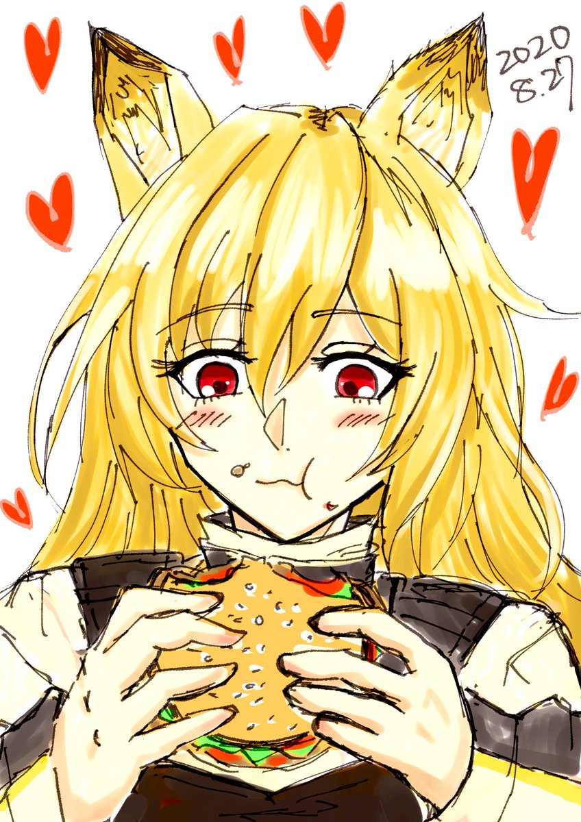 Fgo 1日1アークナイツチャレンジ 食べ物を頬張るケオべ マシュマロありがとうござい Madokaのイラスト