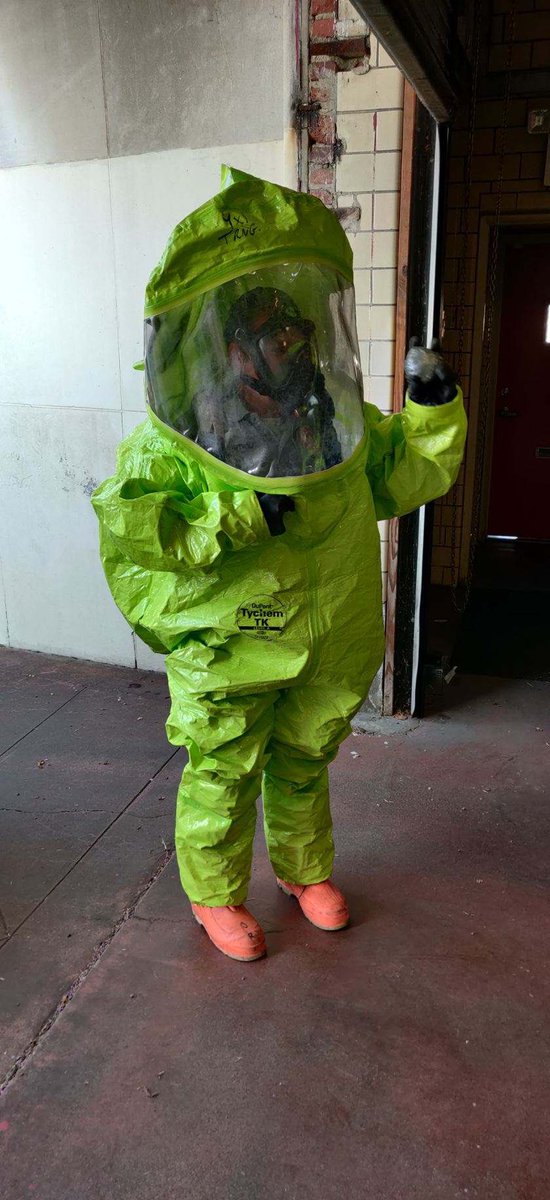BCFDL734's tweet photo. Every day is a training day for your Baltimore Firefighters. Even the #BCFDHazMat Team trains. One unique way they train is to play wiffle ball. It lets them practice moving around in the suits while fine tuning their dexterity. If the @Orioles need some back ups, give us a call. https://t.co/mQ2ov2jK5u