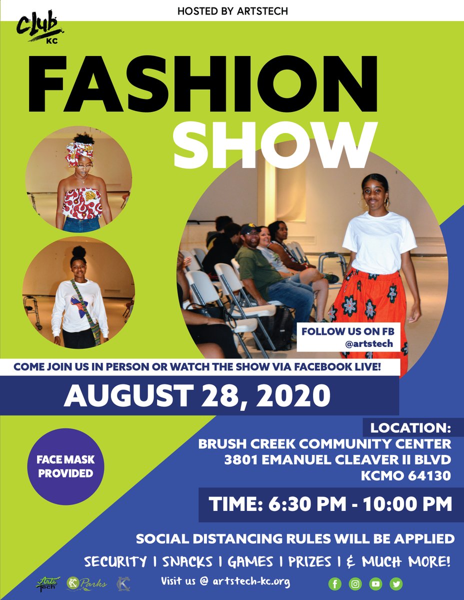 ArtsTechKC's tweet photo. Special Thanks to everyone who has support us and our #CLUBKC events this #Summer at #BrushCreekCC. Friday, August 28 will round up the Summer. Join us games start at 6:30PM Fashion show to follow. @KCMOParks https://t.co/FfsmJera30