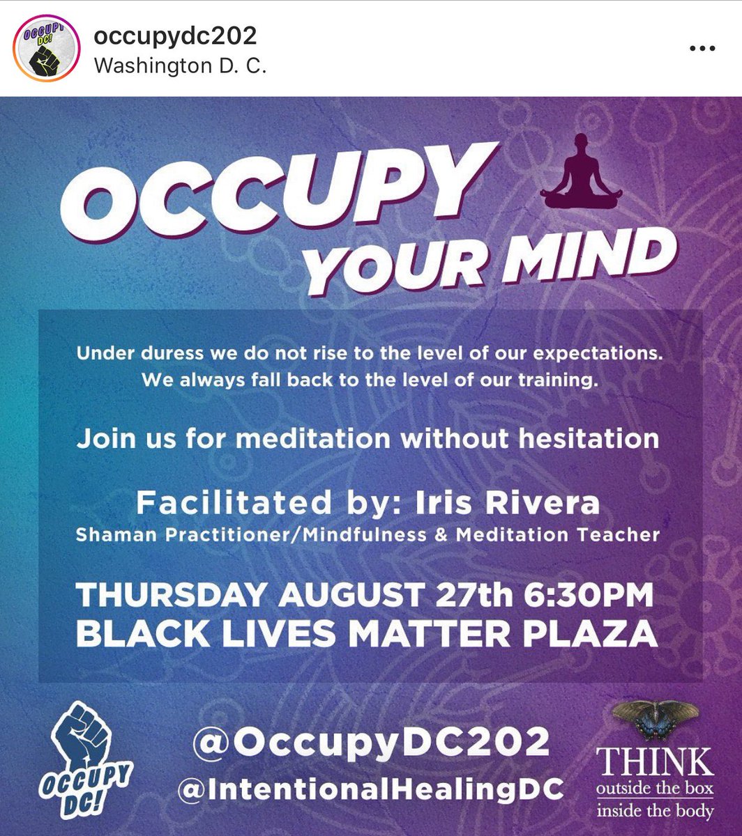 Occupy Your Mind - Meditation Without Hesitation on BLM Plaza at 6:30 pm
