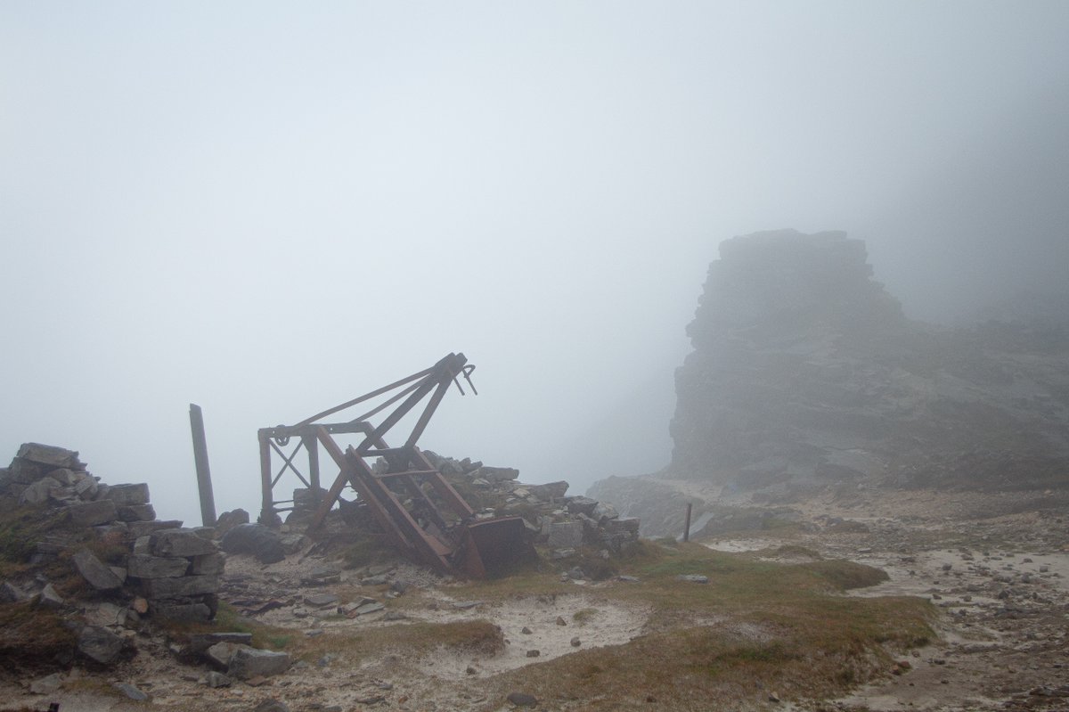 2/7: We started at around 6:30a.m. with Muckish, which stands at 666m (the elevation of the beast). A reasonable slog but perhaps the most visually interesting of the bunch, even when it's misty. Look out for the abandoned mining equipment and the mysterious dolmen on top.