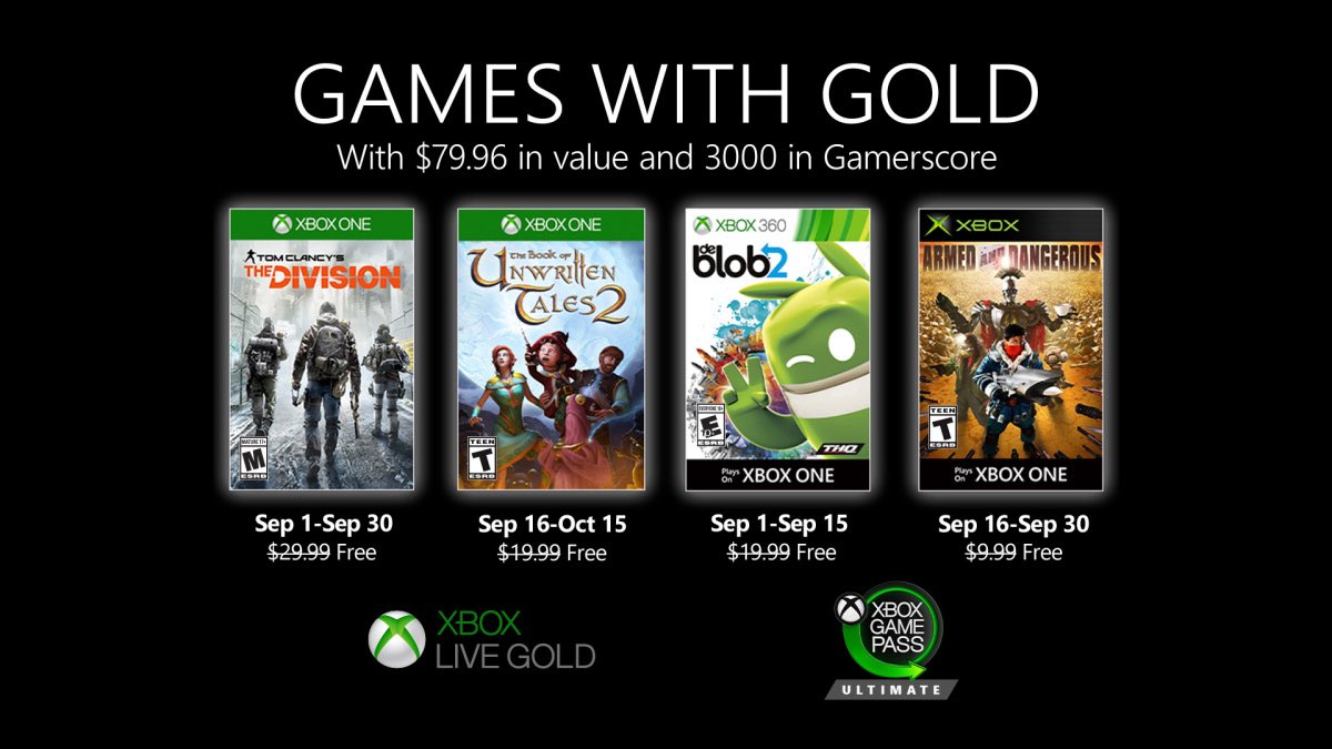 Xbox Live Games with Gold September 2020